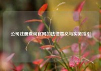 公司注册查询官网的法律意义与实务指引