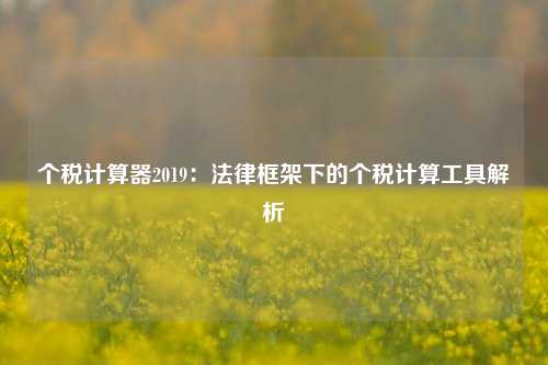 个税计算器2019:法律框架下的个税计算工具解析