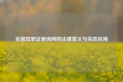 全国驾驶证查询网的法律意义与实践应用