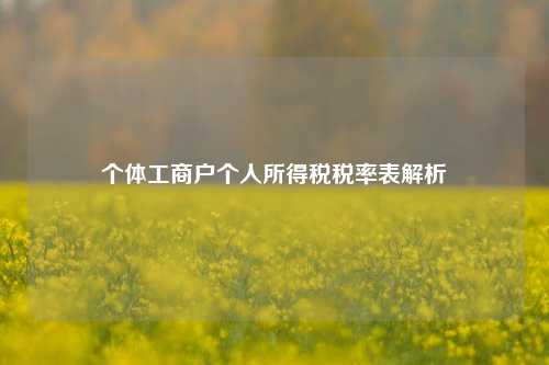 个体工商户个人所得税税率表解析