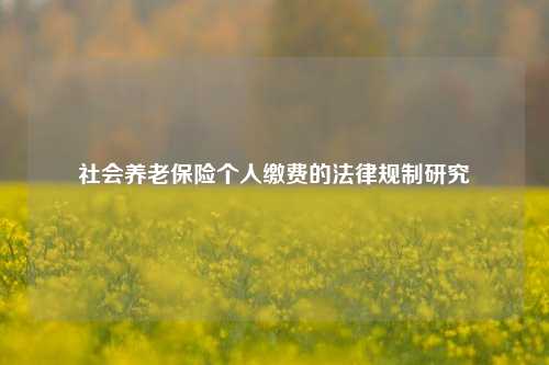 社会养老保险个人缴费的法律规制研究