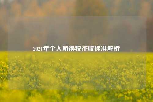 2021年个人所得税征收标准解析